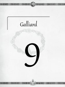 Überschrift des neunten Kapitels Galliard aus dem "Midgard-Schandmaul-Band 1 - Wahre Helden" des DDD Verlages