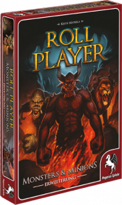 Spieleschachtel des Brettspiels "Roll Player - Monsters & Minions" vom Pegasus Verlag
